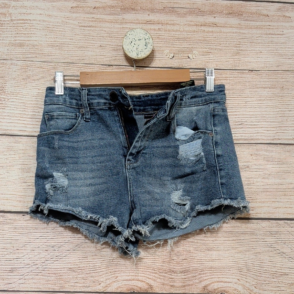 Blank NYC Dark Blue Distressed Jean Shorts